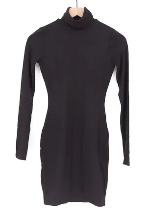Naked Wardrobe Black Turtleneck Long Sleeve Bodycon Mini Dress Small thumbnail 1
