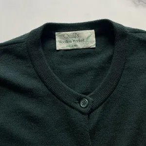 Quills Woollen Market Ireland Merino Wool Cardigan Forest Green Sz Medium thumbnail 3