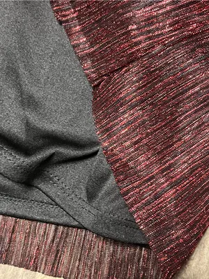 MSK Metallic Pleated Blouson Dress XL Red Black Shimmer Rhinestone Accent thumbnail 6