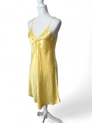 Yellow Satin Slip Dress Size M thumbnail 2