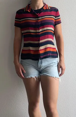 Vintage Striped Button Up Multi thumbnail 1