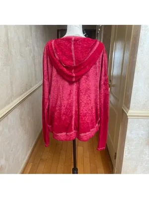 Vintage Free People We the Free Oversized Light Hoodie Red Sz S Burnout Pullover thumbnail 5