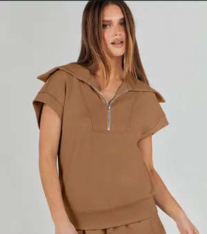 Anrabess Short Sleevr Quarter Zip Sweatshirt Top thumbnail 1