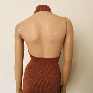 [Superdown] Copper Metallic Arima Halter Neck Knit Midi Sweater Dress Sz Small S thumbnail 6
