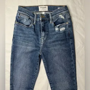 Frame Le High Skinny Distressed Blue Jeans 25 thumbnail 5