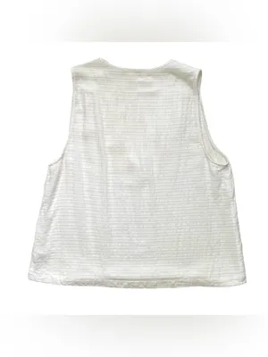 Marine Layer White Textured V-Neck Sleeveless Blouse thumbnail 5
