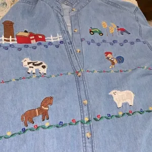 VINTAGE country western farm denim button down shirt size XLarge thumbnail 6
