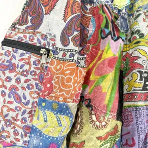 Blue Gecko Patchwork Shorts Size S/M Hippie Boho Cotton Cargo Pockets Festival thumbnail 5