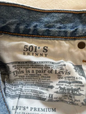 Levis 501s Womens Blue Distressed Skinny Jeans thumbnail 9