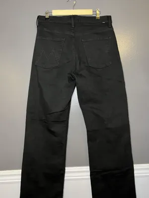 Mother The Dodger Sneak Jeans Womens 30 Black Dark Wash Straight Relaxed Denim thumbnail 5