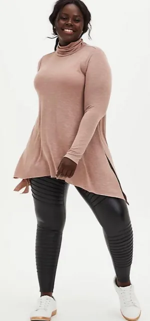 Black Faux Leather Moto Leggings thumbnail 1