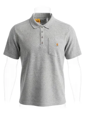 Carhartt Light Heather Gray Henley Polo with Chest Pocket thumbnail 1
