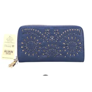 Urban Expression Beckette Wallet Women OS Denim Blue NEW Vegan Floral Laser Cut thumbnail 4