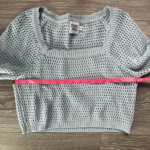 Princess Polly Blue Crocheted Long Sleeve Square Neck Cropped Sweater Size XS/S thumbnail 7