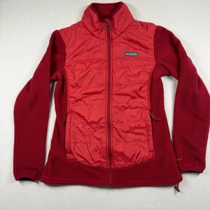 Columbia Women’s Red Fleece Hybrid Jacket Small Full Zip Insulated Outdoor thumbnail 1