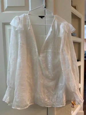 FloryDay white sheer blouse women’s Small thumbnail 1