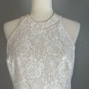 Dress The Population Cassie Halter Midi Dress Size XL White Floral‎ Lace Sequin thumbnail 2