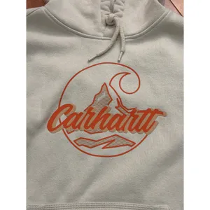 Carhartt Hoodie White Relaxed Fit Graphic Mountain Logo Sweatshirt Size L(12-14) thumbnail 2
