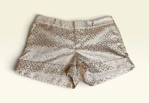 Banana Republic Ryan Fit Silver White Polka Dots Metallic Cuffed Shorts Size 12 thumbnail 1