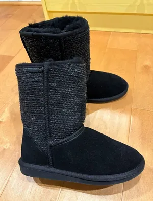 Minnetonka suede shearling snow boots black sz 9 thumbnail 1