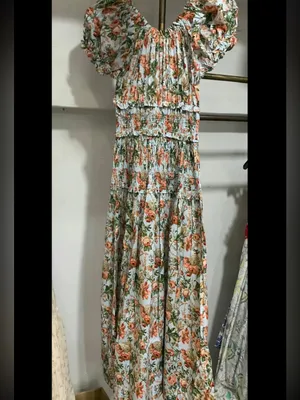 Doen Blue Leanne Floral-Print Cotton Midi Dress, S thumbnail 8