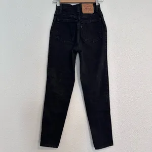Vintage Levi’s 512 Tapered High Waisted Black Cotton Denim Jeans 3 USA thumbnail 3