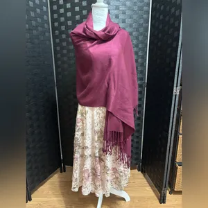 Wine Burgandy Pashmina Shawl Wrap Scarf Wedding Bridesmaid Evening Dress Elegant thumbnail 6