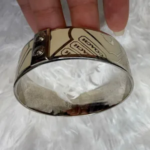 y2k Coach Cream Silver Bangle Bracelet thumbnail 4