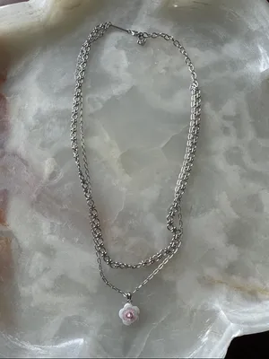 Kendra Scott Deliah Layered Necklace with Pink Flower Charm thumbnail 2