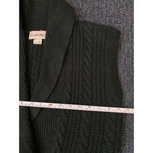 Vintage JH Collectibles Wool Dark Green Shawl Collar Knit Blouse M thumbnail 8
