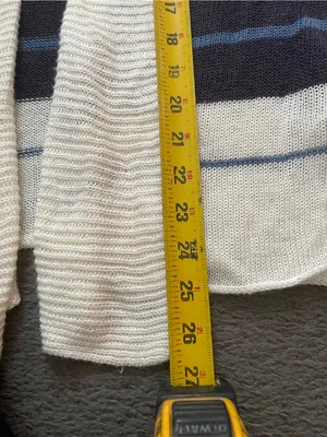 Lucky Brand Open-Front Striped Cardigan in Cream and Navy thumbnail 6