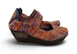 Boho Multicolor Woven Mary Jane Platform Wedge Shoes EU 39 Colorful Eclectic thumbnail 1