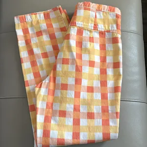 Free People She's All That Plaid High Waist‎ Crop Pants Orange Size 6 Cotton thumbnail 8
