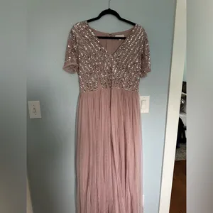 Pink Sequined Tulle Bridesmaid Dress thumbnail 2