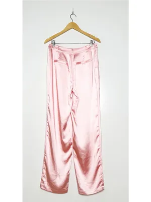 Good American Bubble Pink Satin Trousers Dress Pants Size 6/28 thumbnail 4