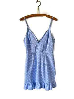 Superdown Revolve Mayra Blue Polka Dot Ruffle Mini Dress thumbnail 2