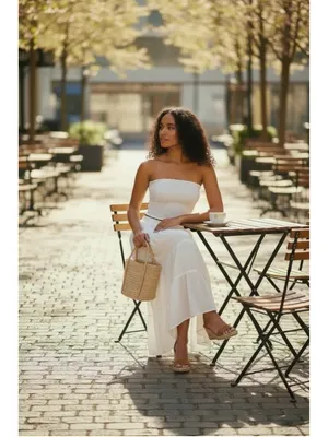 Women's LEAU White Reverie Ruffle Two Piece Skirt Set M thumbnail 2