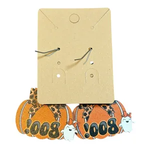 Halloween Pumpkin Earrings Boo Leopard Bow Ghost Dangle Drop Earrings New‎ thumbnail 4