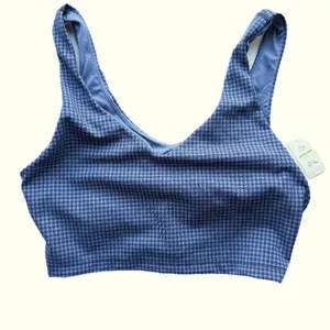 Aerie NWT Offline Recharge Least Support Sports Bra Blue Houndstooth Size Medium thumbnail 2