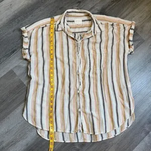 American Eagle Button Down Shirt Stripe Hi Lo Viscose Large thumbnail 10
