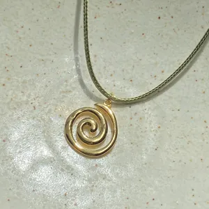 Handmade gold tone stainless steel spiral swirl uzumaki funky boho grunge style necklace🌀 thumbnail 4