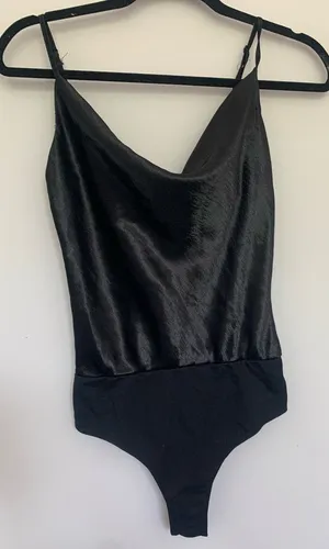 The impeccable pig cowl neck black bodysuit thumbnail 1