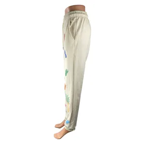 Spiezle Women's Cream Pineapple Rainbow High Rise Jogger Sweat Pants Size M thumbnail 3