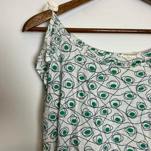 Anthropologie Pilcro White Green Printed Side Tie Short Sleeve Top thumbnail 4