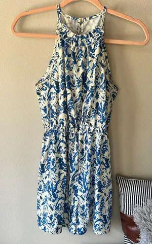 Blue Allover Print Halter Neck Romper Size Small/4 thumbnail 7