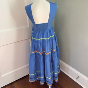 Anthropologie The Helena Square-Neck Tiered Midi Dress Smocked Scallop Size XXS thumbnail 3