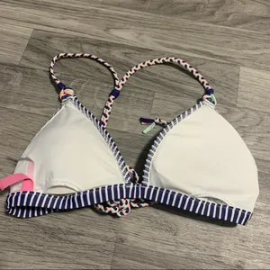 Victoria’s Secret Navy Blue White Stripe Swim Top; Medium thumbnail 7