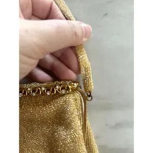 Le Goût du Jour Gold Beaded Swirl Rhinestone Filigree 50s Wrist Bag thumbnail 2