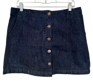 Forever 21 Denim Mini Skirt Womens 31 Button Front Y2K‎ Retro Indie Streetwear thumbnail 1
