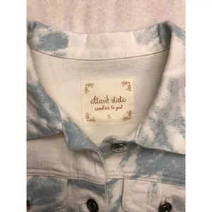 Altar'd State Blue Ivory Tie Dye‎ Denim Jacket J1283DNAS Small Cloud Wash Boho thumbnail 8